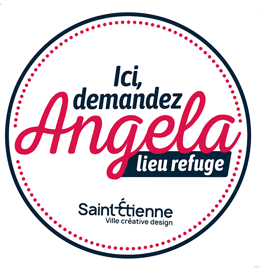 macaron Ici demandez Angela, lieu refuge