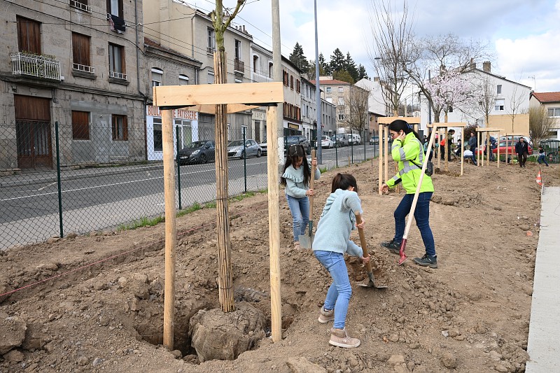 des enfants qui plantent un arbre