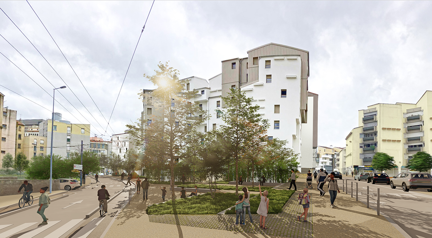 perspective d'une rue réaménagée
