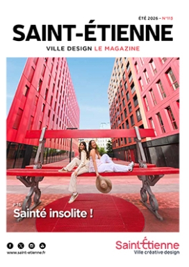 Saint-Étienne le magazine été 2026 avec un banc rouge géante en couverture