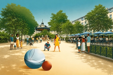 tournoi de pétanque sur une place