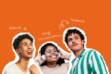 3 personnes - égalité, stop discrimination, tolérance