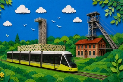 tramway, musée de la mine et tour observatoire - Agrandir l'image, fenêtre modale