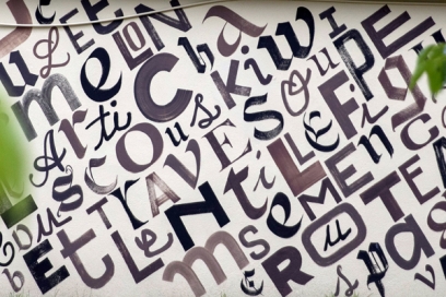 fresque avec lettres mots en caligraphie - Agrandir l'image, fenêtre modale