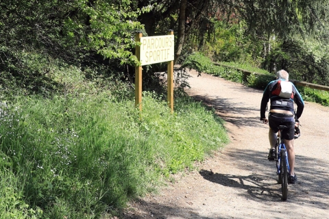 Cycliste dans le parc de Montaud 